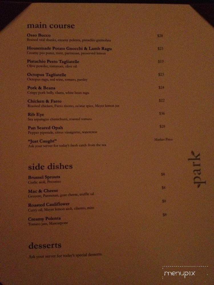 Park Restaurant - Honolulu, HI menu_pic