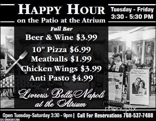 Peter's at the Atrium - Rancho Mirage, CA menu_pic
