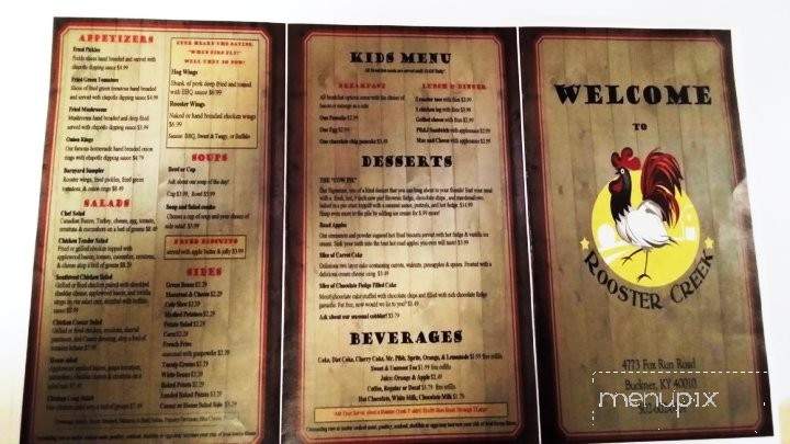 Rooster Creek - Buckner, KY menu_pic