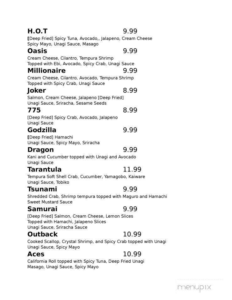 Sakana Sushi Bar and Japanese Restaurant - Reno, NV menu_pic
