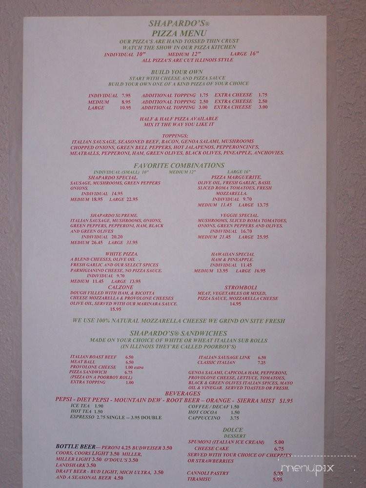 Shapardo's Ristorante & Pizzeria - St Pete Beach, FL menu_pic