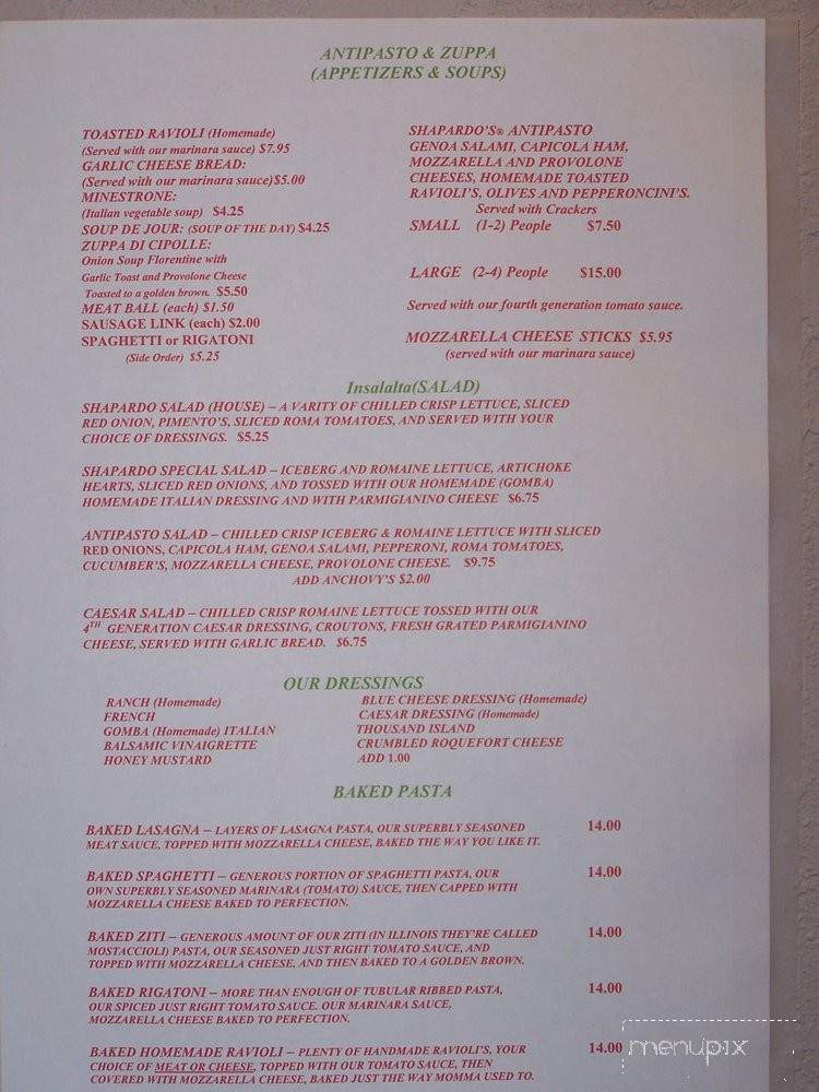 Shapardo's Ristorante & Pizzeria - St Pete Beach, FL menu_pic