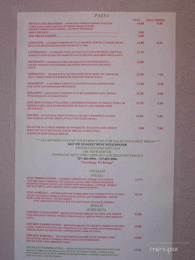 Shapardo's Ristorante & Pizzeria - St Pete Beach, FL menu_pic