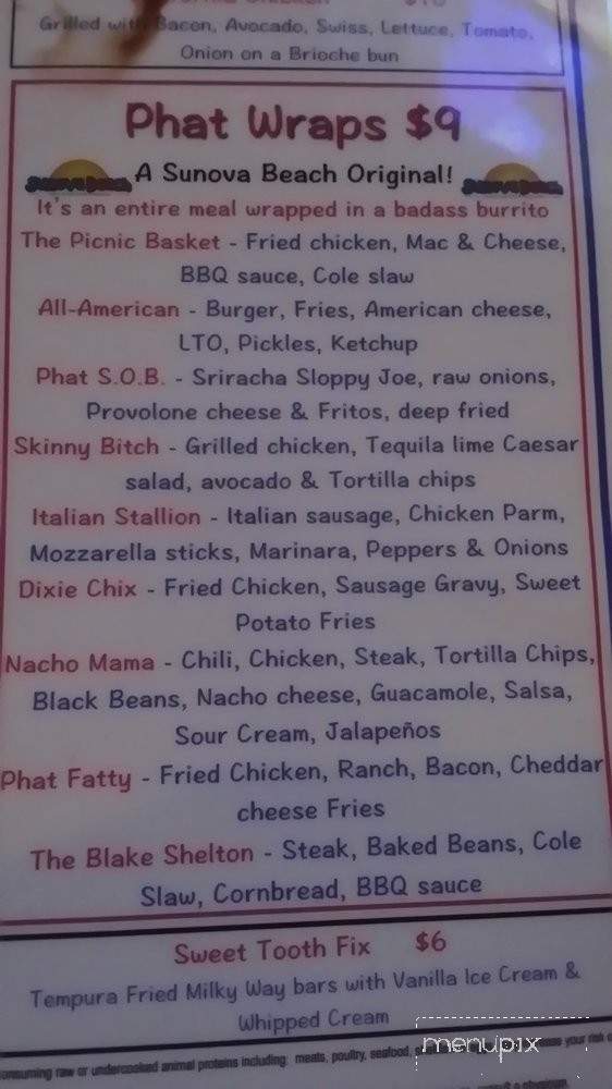 Sunova Beach - Tampa, FL menu_pic