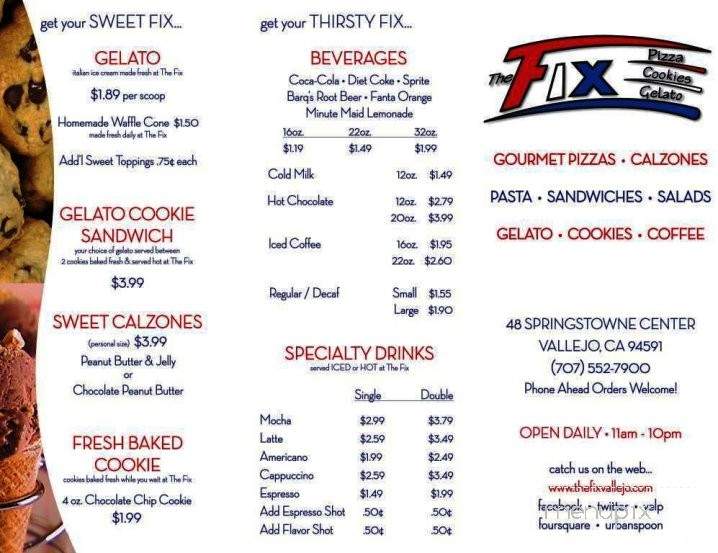 The FIX Pizza - Vallejo, CA menu_pic