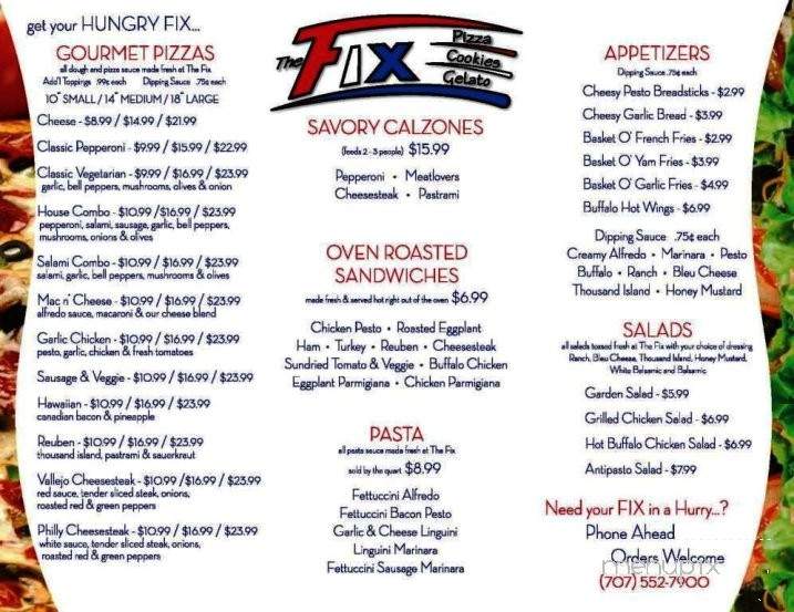 The FIX Pizza - Vallejo, CA menu_pic