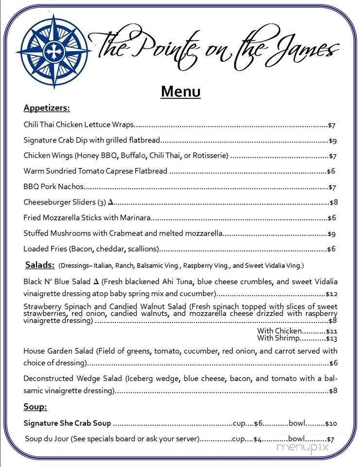 The Pointe on the James Restaurant - Hopewell, VA menu_pic
