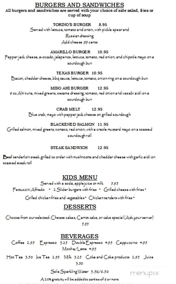 Torino's Italian Ristorante - Placerville, CA menu_pic