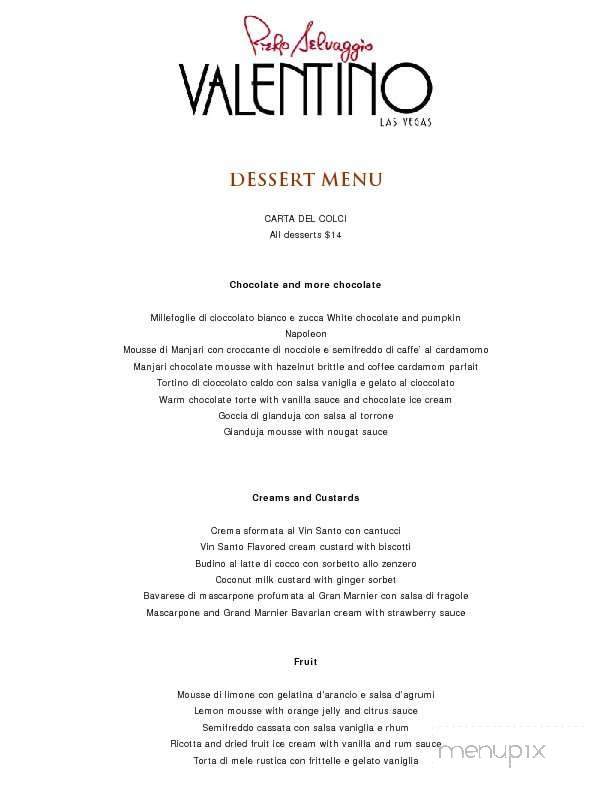 Valentino Las Vegas At The Venetian - Las Vegas, NV menu_pic