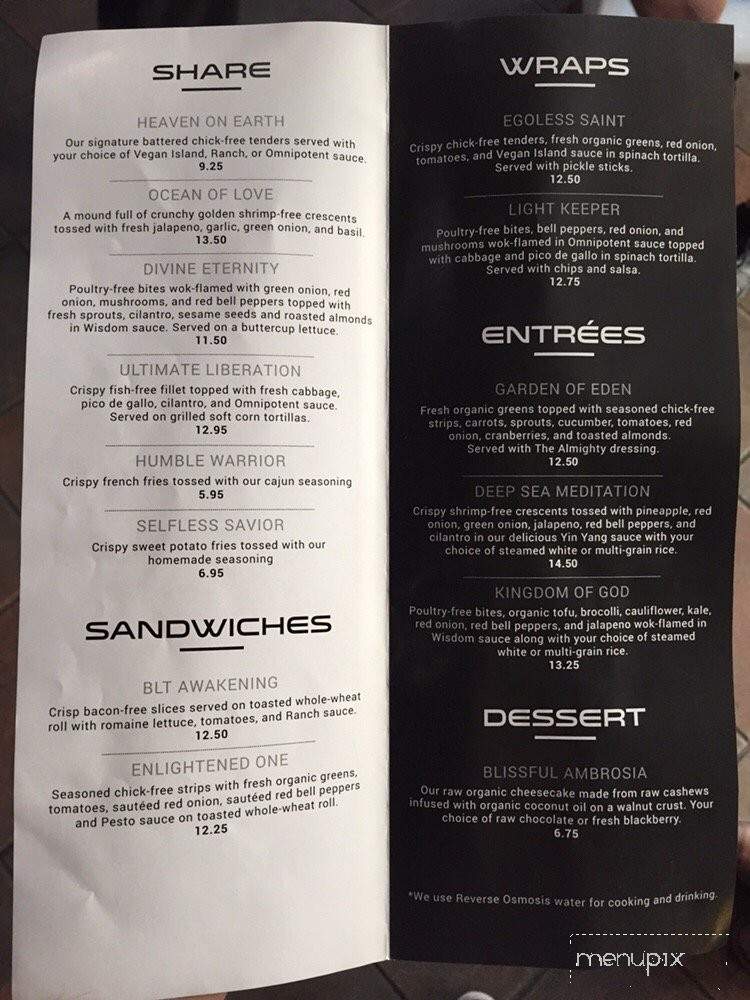 Vegan Nirvana - Huntington Beach, CA menu_pic