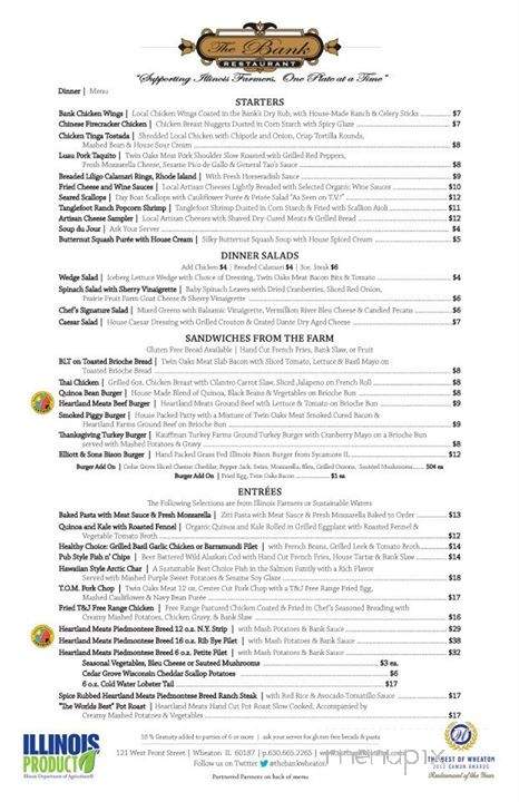 Bank Restaurant Bar LLC - Wheaton, IL menu_pic