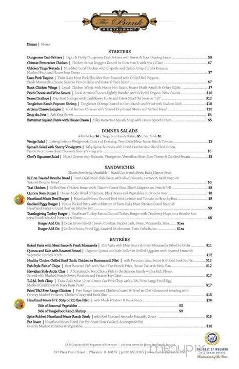 Bank Restaurant Bar LLC - Wheaton, IL menu_pic