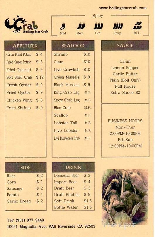 Boiling Star Crab - Riverside, CA menu_pic