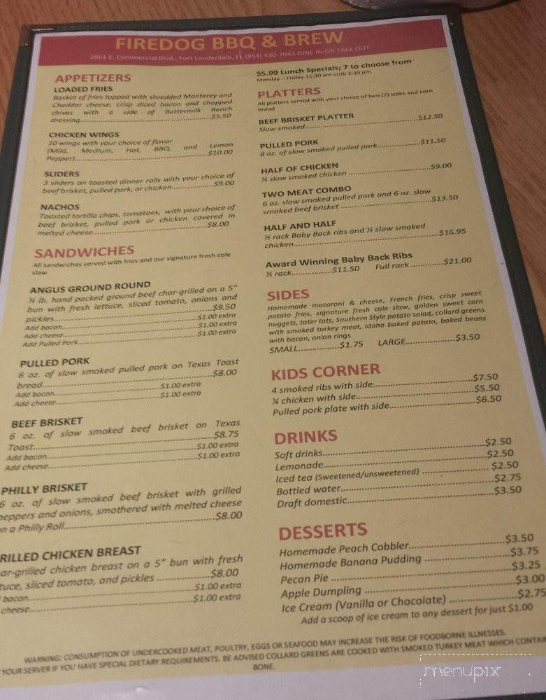 Firedog BBQ and Brew - Fort Lauderdale, FL menu_pic