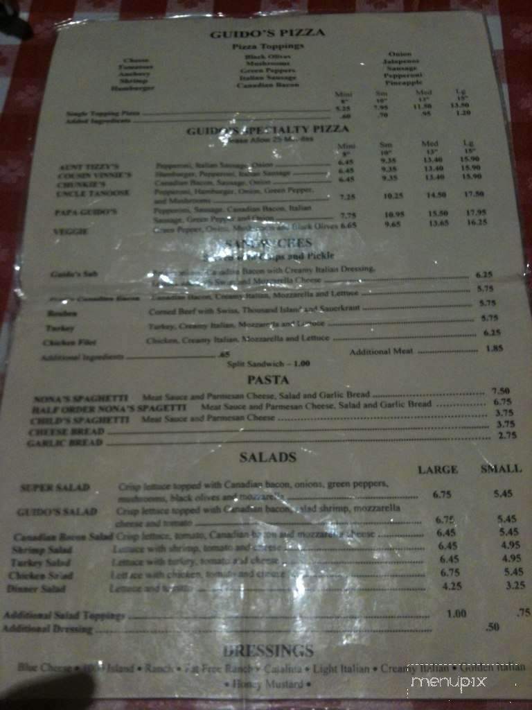 Guido's Pizza - Rogers, AR menu_pic