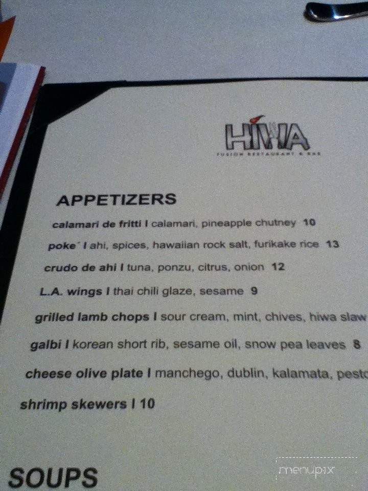 Hiwa Fusion Restaurant - Cerritos, CA menu_pic
