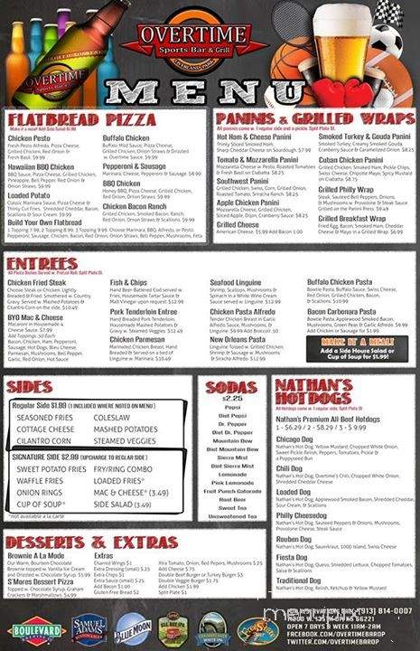 Overtime Sports Bar and Grill - Overland Park, KS menu_pic