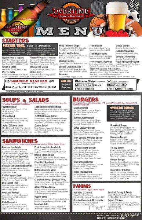 Overtime Sports Bar and Grill - Overland Park, KS menu_pic