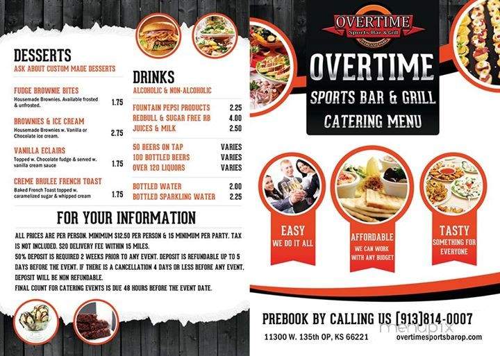 Overtime Sports Bar and Grill - Overland Park, KS menu_pic
