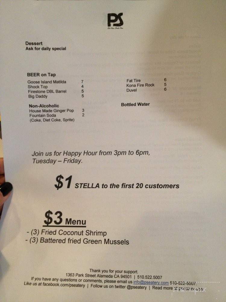 PS Eatery - Alameda, CA menu_pic