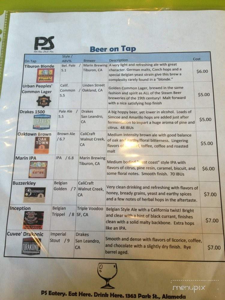 PS Eatery - Alameda, CA menu_pic
