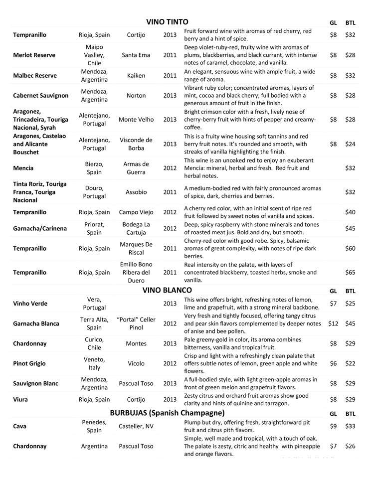 Tapeo - Hazlet, NJ menu_pic
