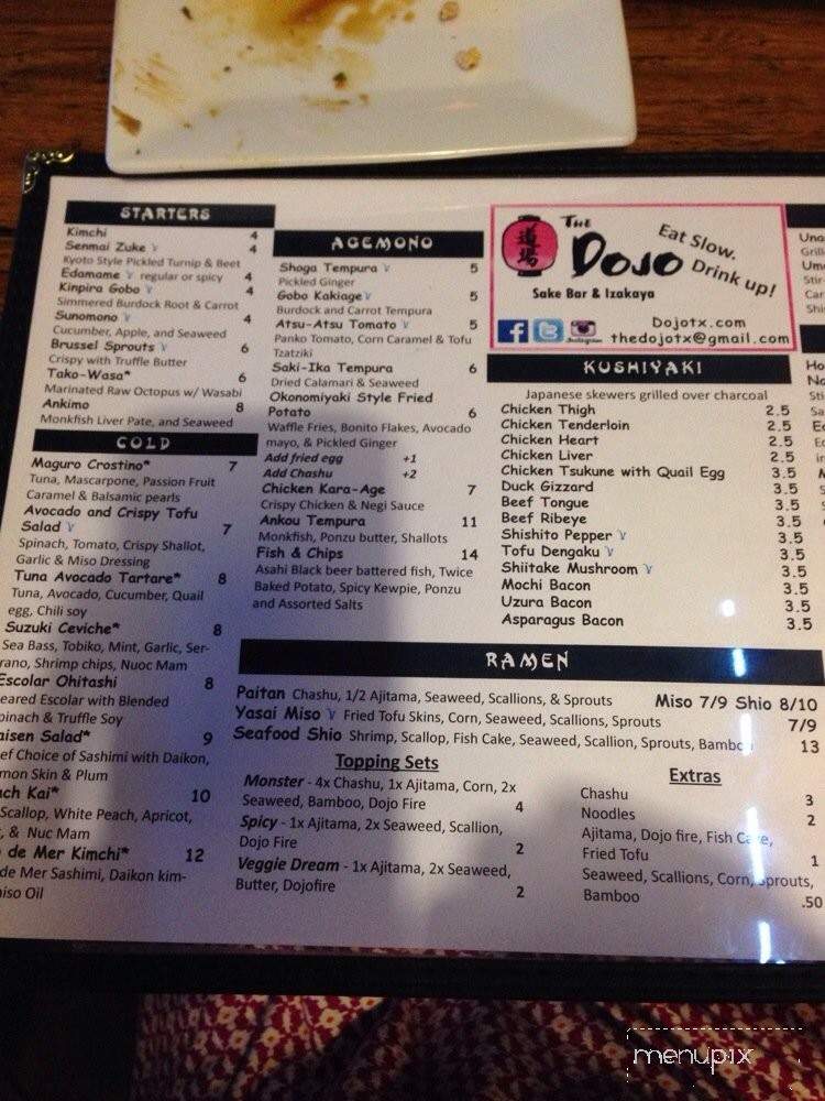 The Dojo - Austin, TX menu_pic