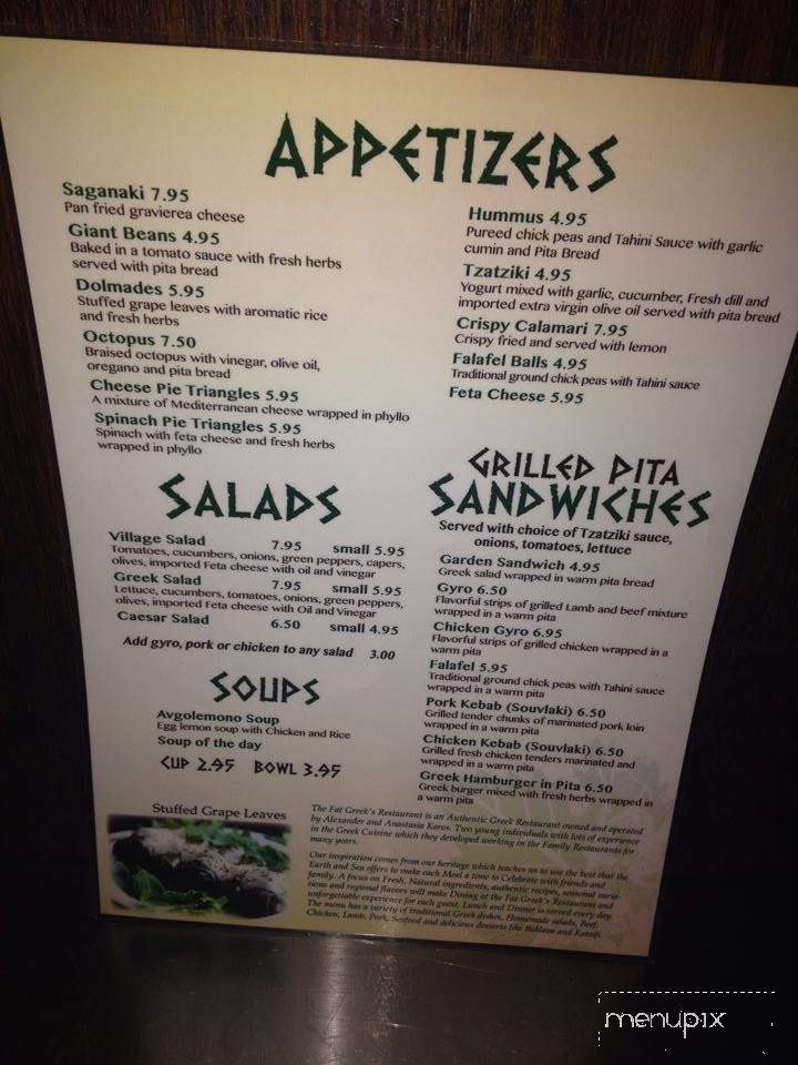 The Fat Greek Taverna - Wilmington, NC menu_pic