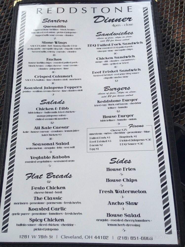 The Reddstone - Cleveland, OH menu_pic