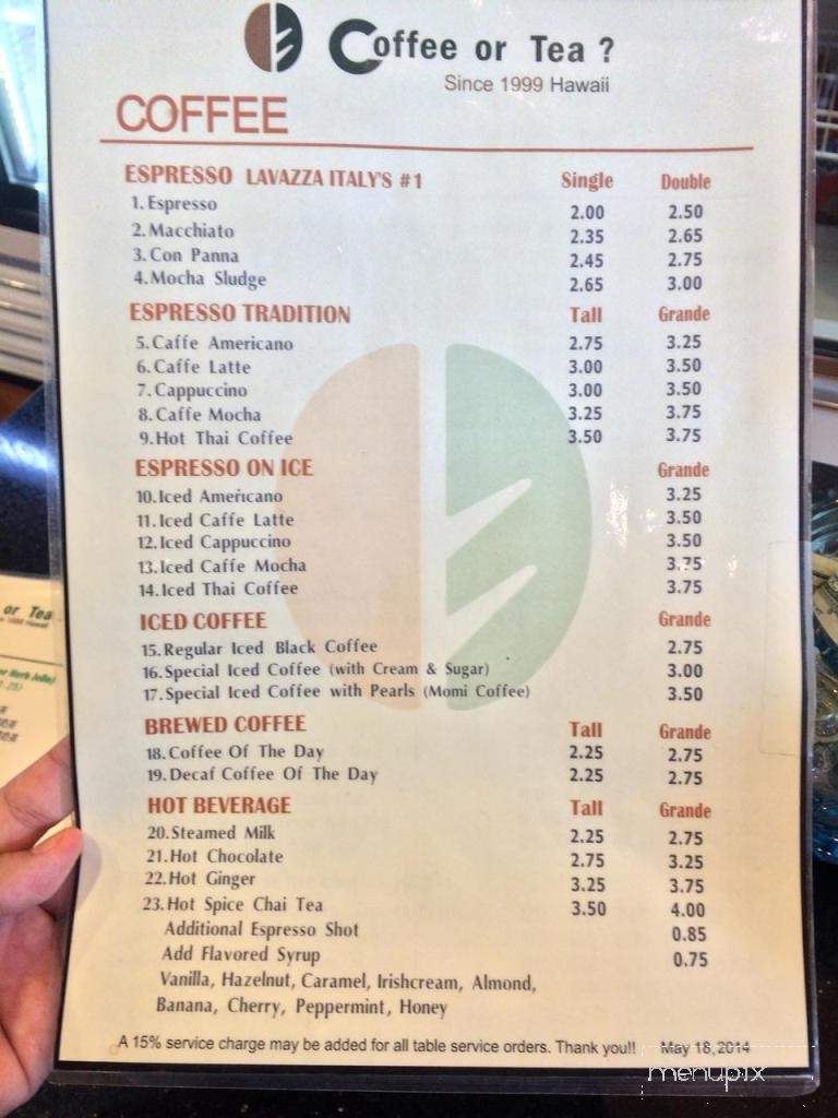 Coffee Or Tea - Aiea, HI menu_pic