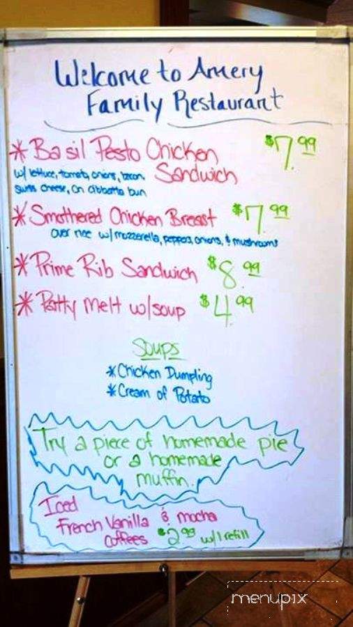 Amery Family Restaurant - Amery, WI menu_pic