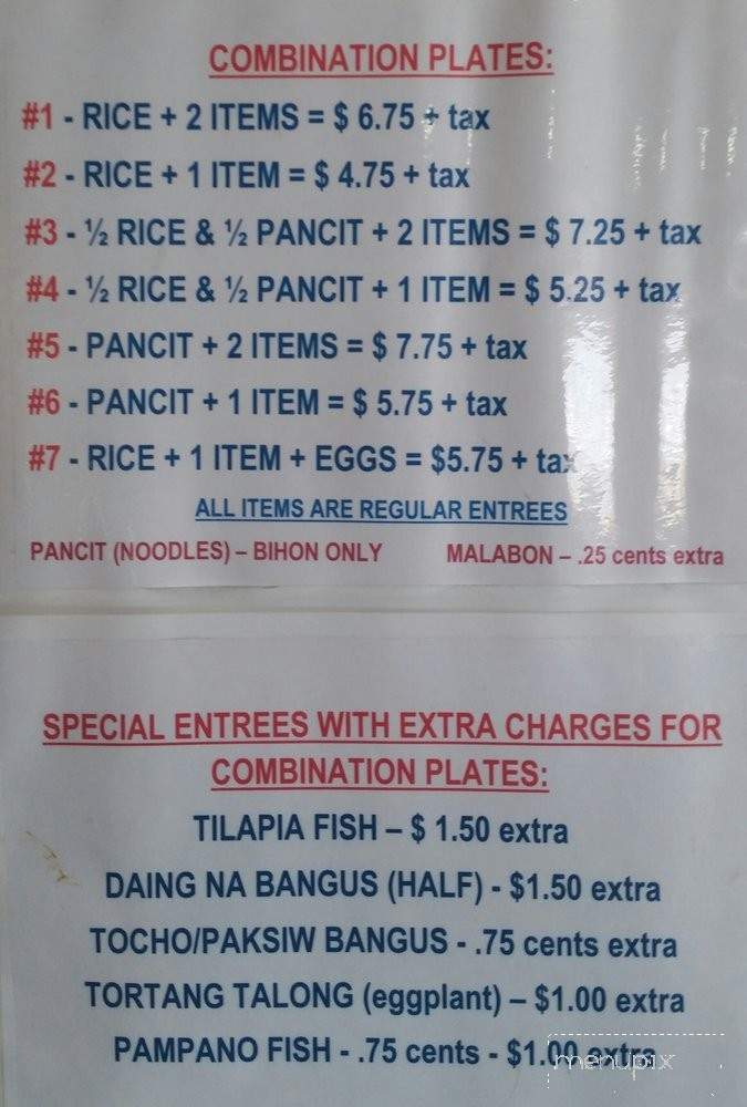 Mj's Pinoy Fiesta - Anaheim, CA menu_pic