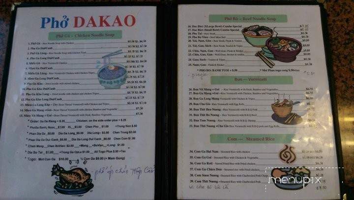 Pho Dakao - Anaheim, CA menu_pic