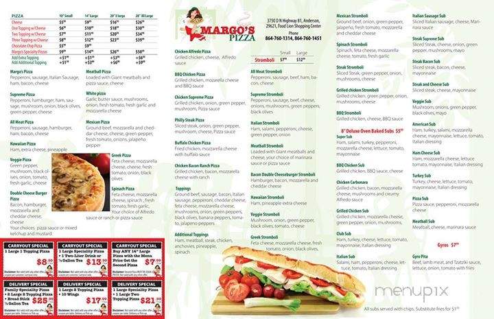 Margo's Pizza - Anderson, SC menu_pic