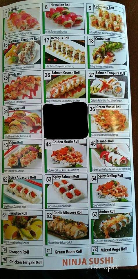 Ninja Sushi - Apple Valley, CA menu_pic