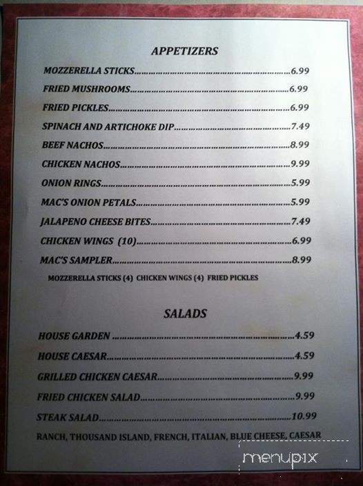 Mac's Sports Bar & Steakhouse - Athens, AL menu_pic