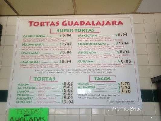 Guadalajara Tortas - Aurora, IL menu_pic