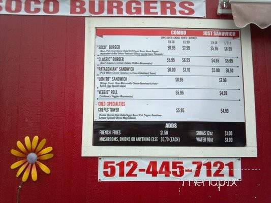 Soco Burgers - Austin, TX menu_pic