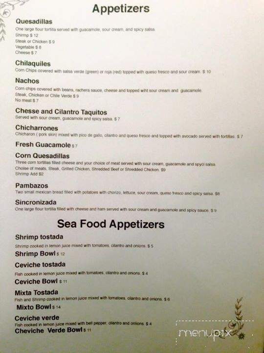 Nuestro Mexico Restaurant - Bakersfield, CA menu_pic