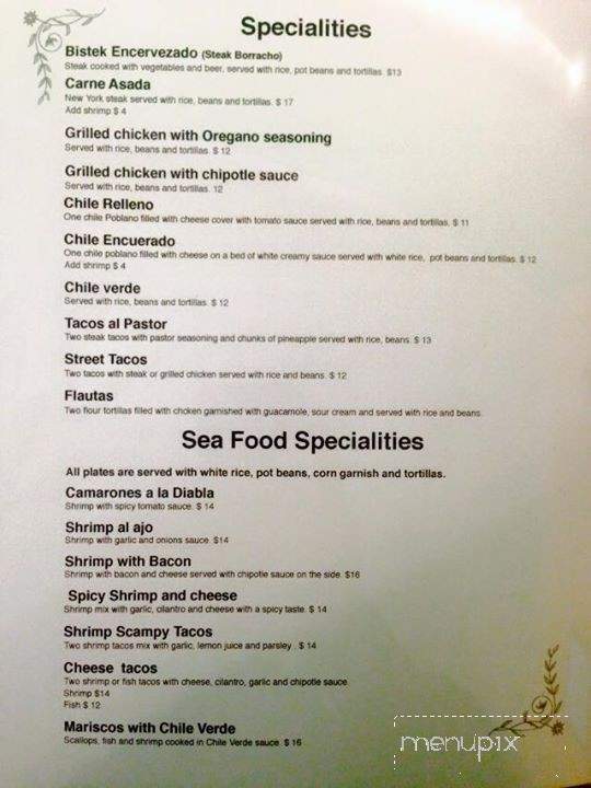 Nuestro Mexico Restaurant - Bakersfield, CA menu_pic