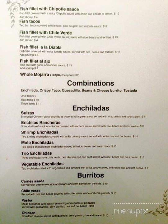 Nuestro Mexico Restaurant - Bakersfield, CA menu_pic