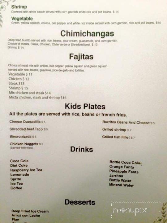 Nuestro Mexico Restaurant - Bakersfield, CA menu_pic