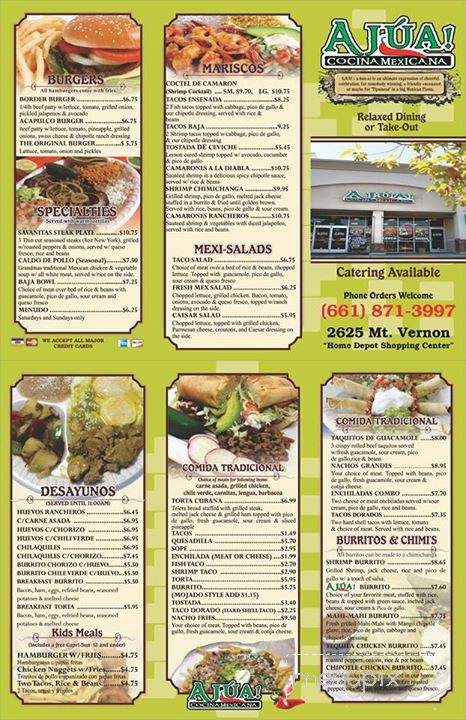 Ajua Cocina Mexicana - Bakersfield, CA menu_pic