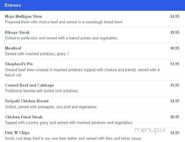 Irish Pub - Weirton, WV menu_pic