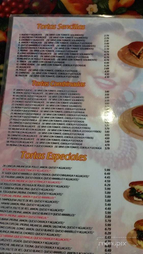 Tortas Sinaloa - Baldwin Park, CA menu_pic