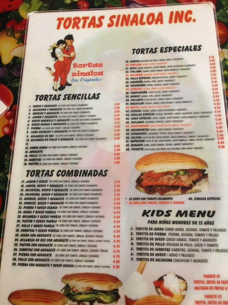 Tortas Sinaloa - Baldwin Park, CA menu_pic