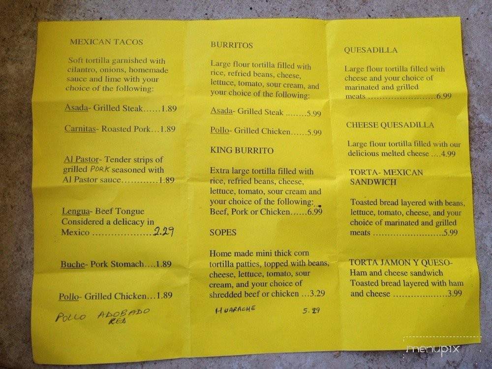 Prima Market Taqueria - Belleview, FL menu_pic