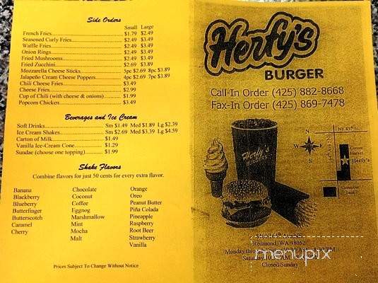 Herfy's Burger - Bellevue, WA menu_pic