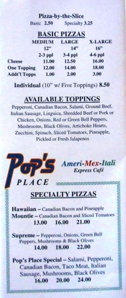 Pop's Place - Bend, OR menu_pic