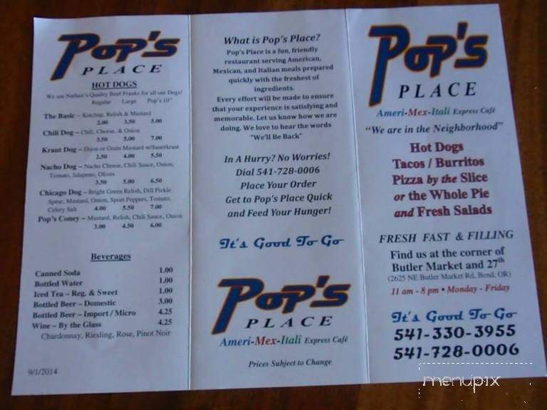 Pop's Place - Bend, OR menu_pic